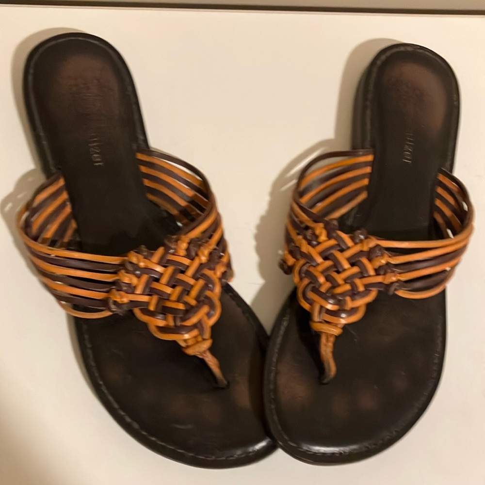 Naturalizer Orange and Brown Woven Sandals